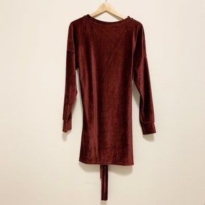 Wine Colored Long Sleeve Winter Velvet Dress Large